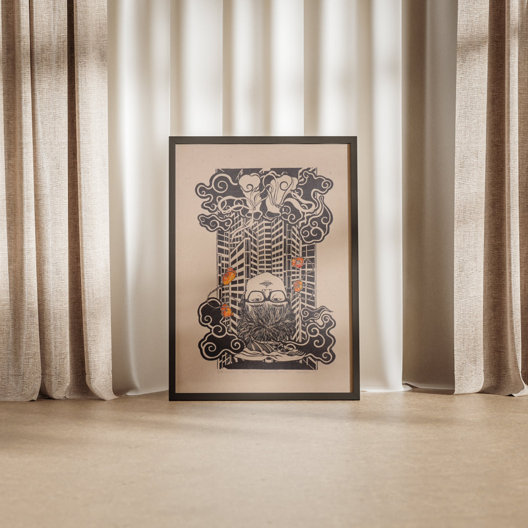 Leap-And-Linger-Product-Dau-doi-dat-chan-dap-troi-Mockup-Black-Do-Paper-With-Curtain