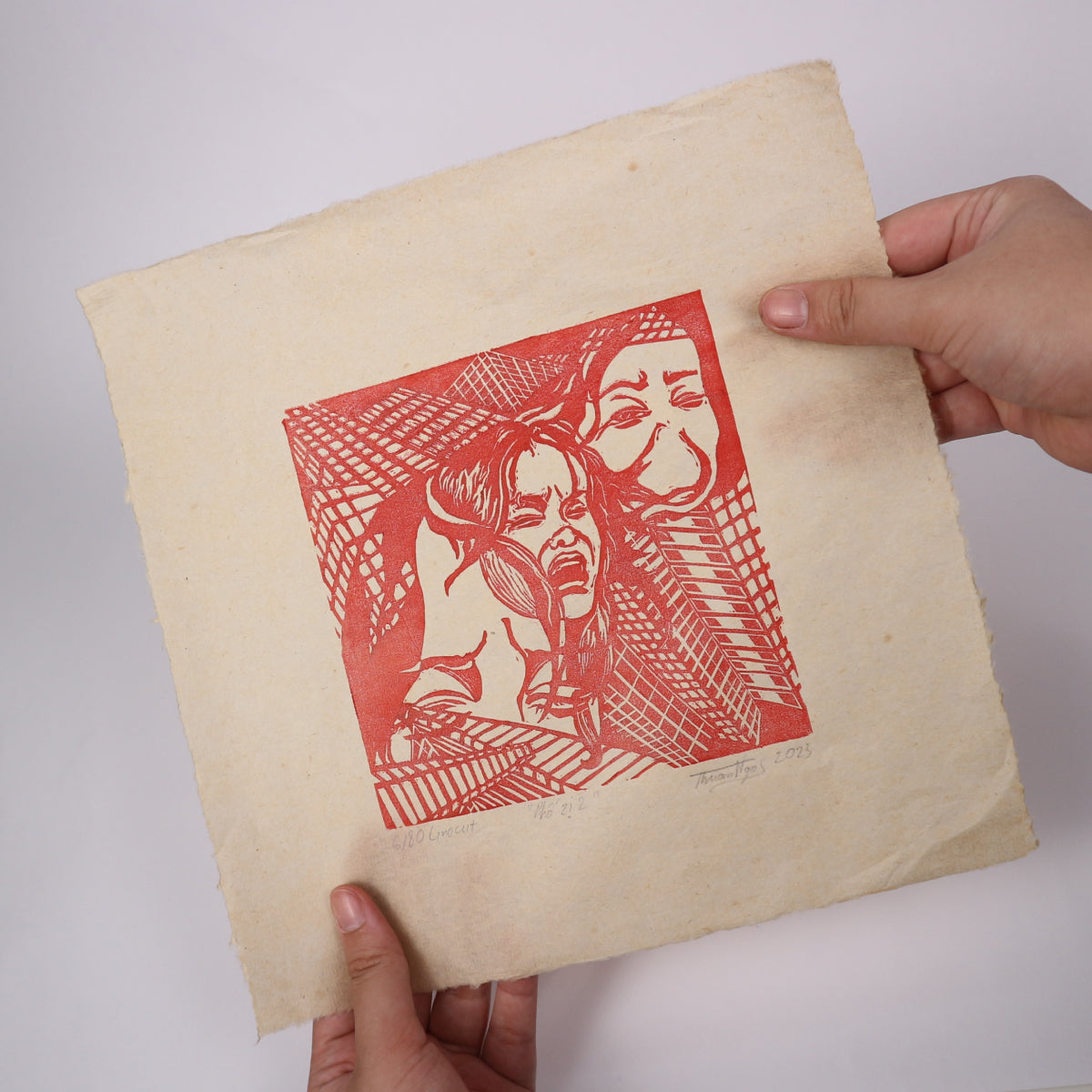pho-zi-2-abzomal-city-2-linocut-print-art-picture-product-leap-and-linger-thuan-ngo-trevor-rouge-with-hand