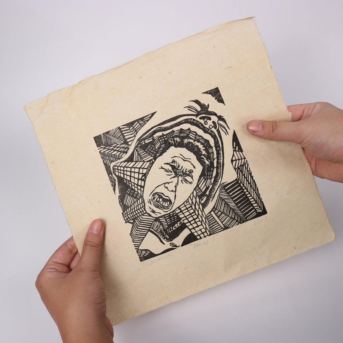 pho-zi-3-abzomal-city-3-linocut-print-art-picture-product-leap-and-linger-thuan-ngo-trevor-rouge-with-hand