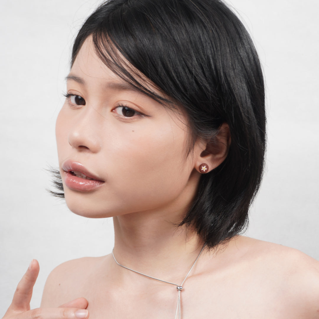 Nụ khuyên tai gốm mộc "Cúc" | BST MỘC MẠC