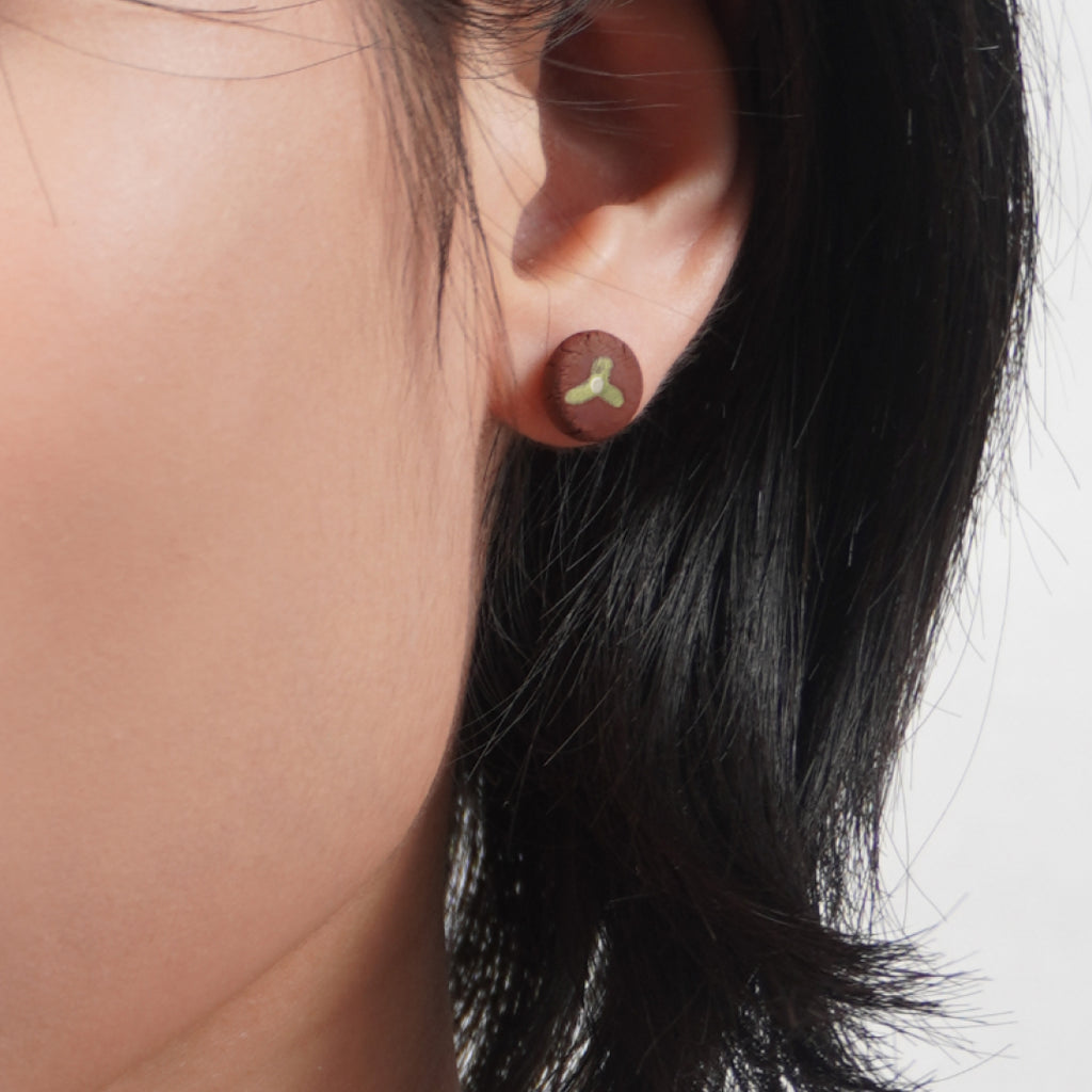 Green - Red Stoneware Stud Earrings | RUSSET