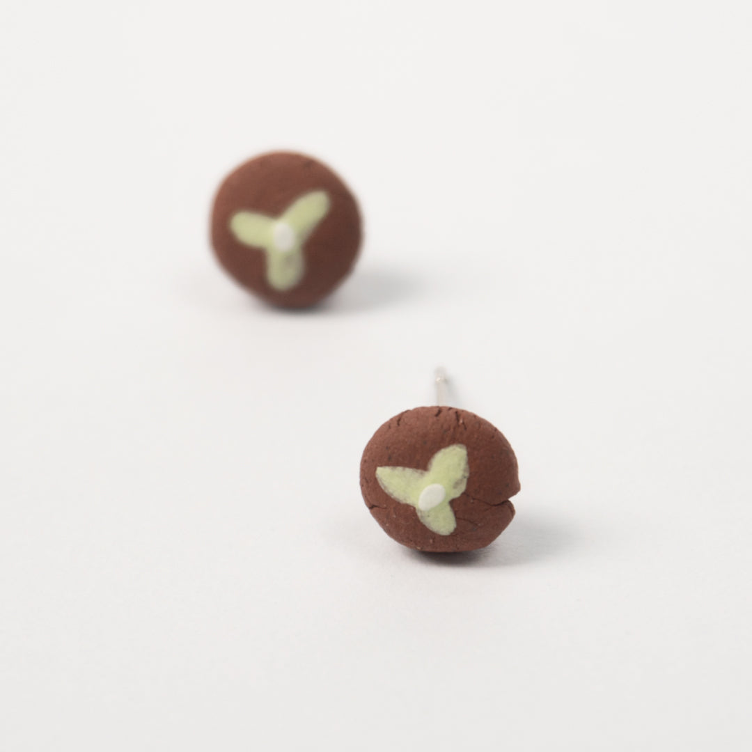 Green - Red Stoneware Stud Earrings | RUSSET