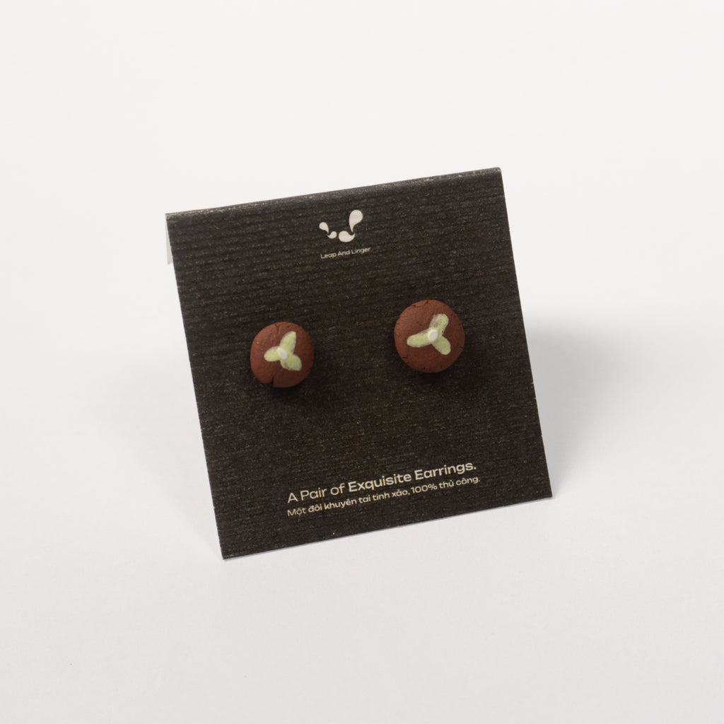 Green - Red Stoneware Stud Earrings | RUSSET