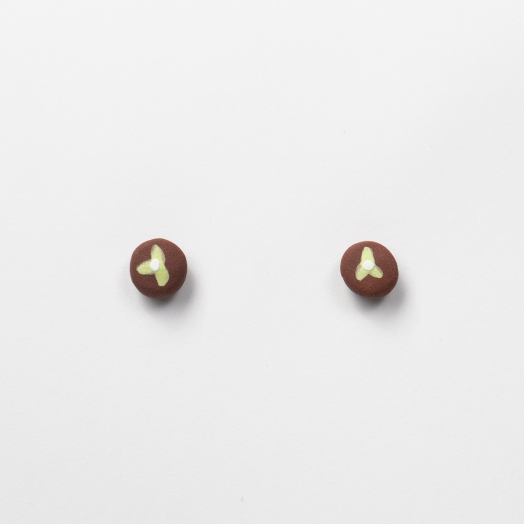 Green - Red Stoneware Stud Earrings | RUSSET