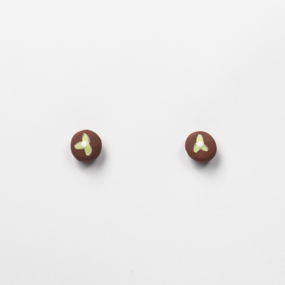 Green - Red Stoneware Stud Earrings | RUSSET