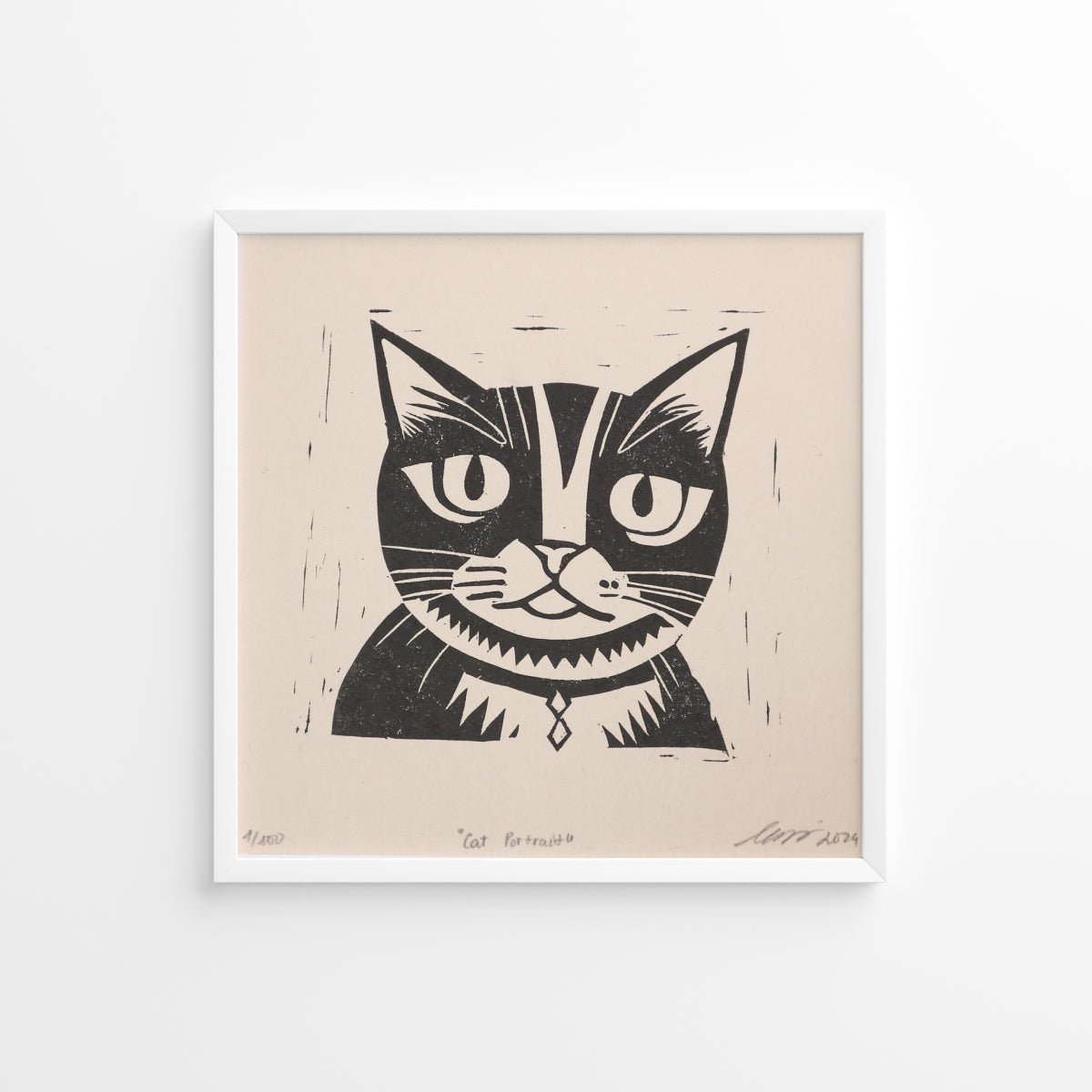 Cat portrait- Linocut Print