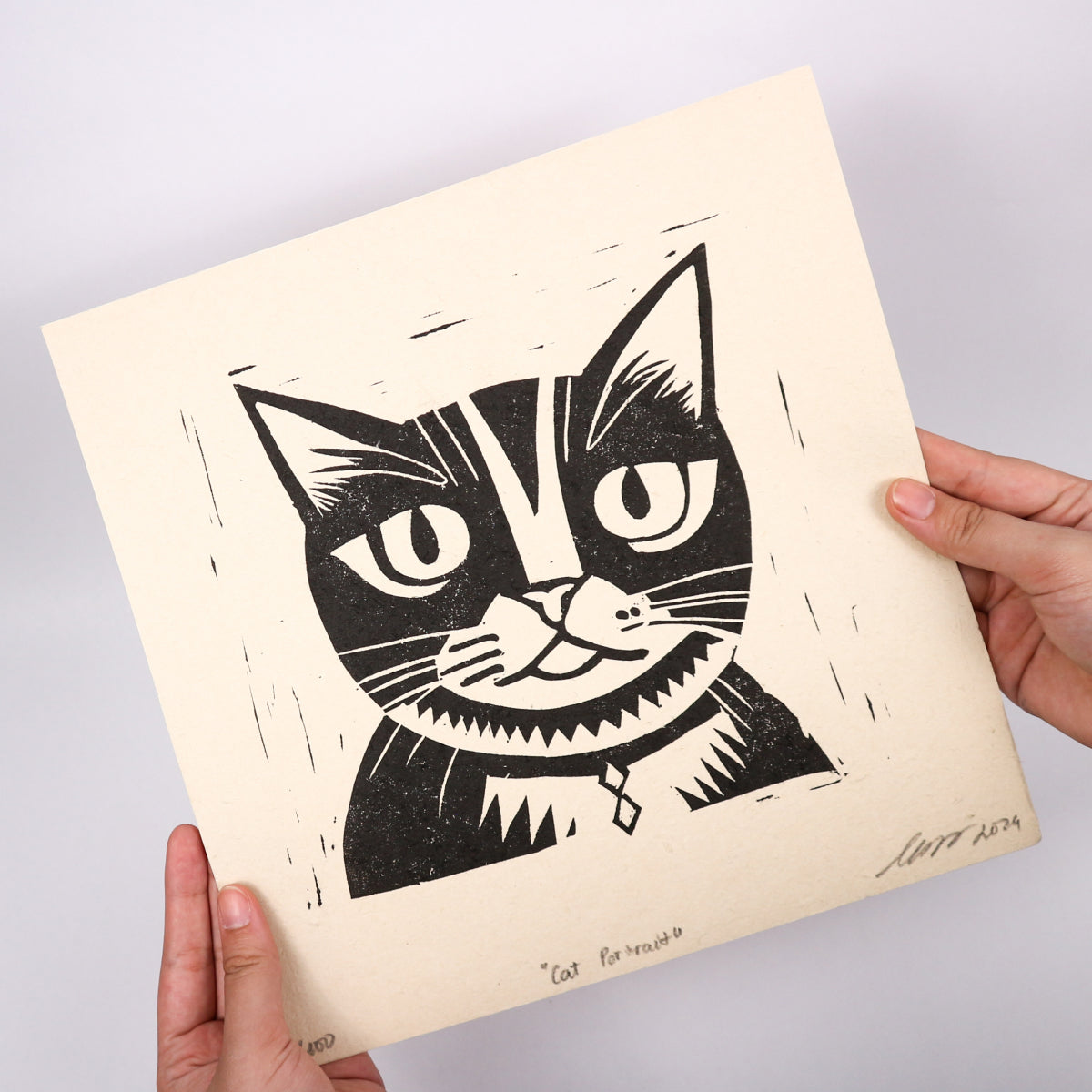 Cat portrait- Linocut Print