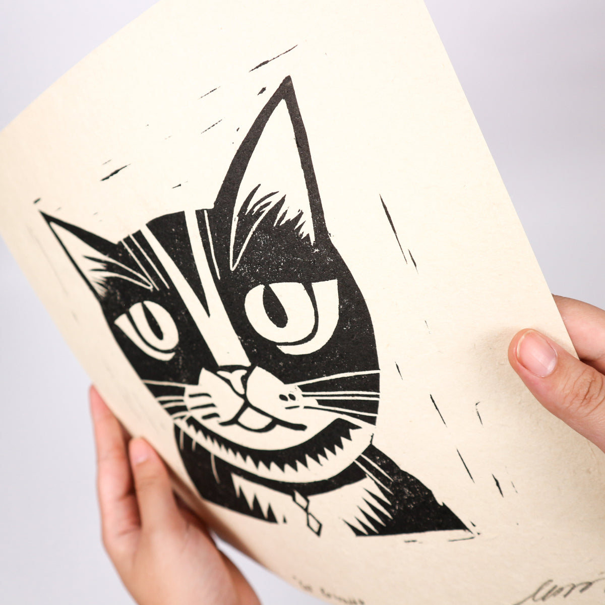 Cat portrait- Linocut Print