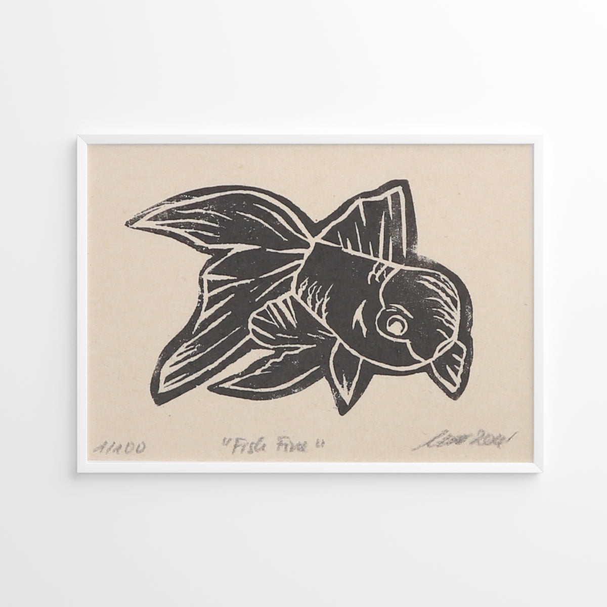 Fish Fine- Linocut Print (Black Edition)