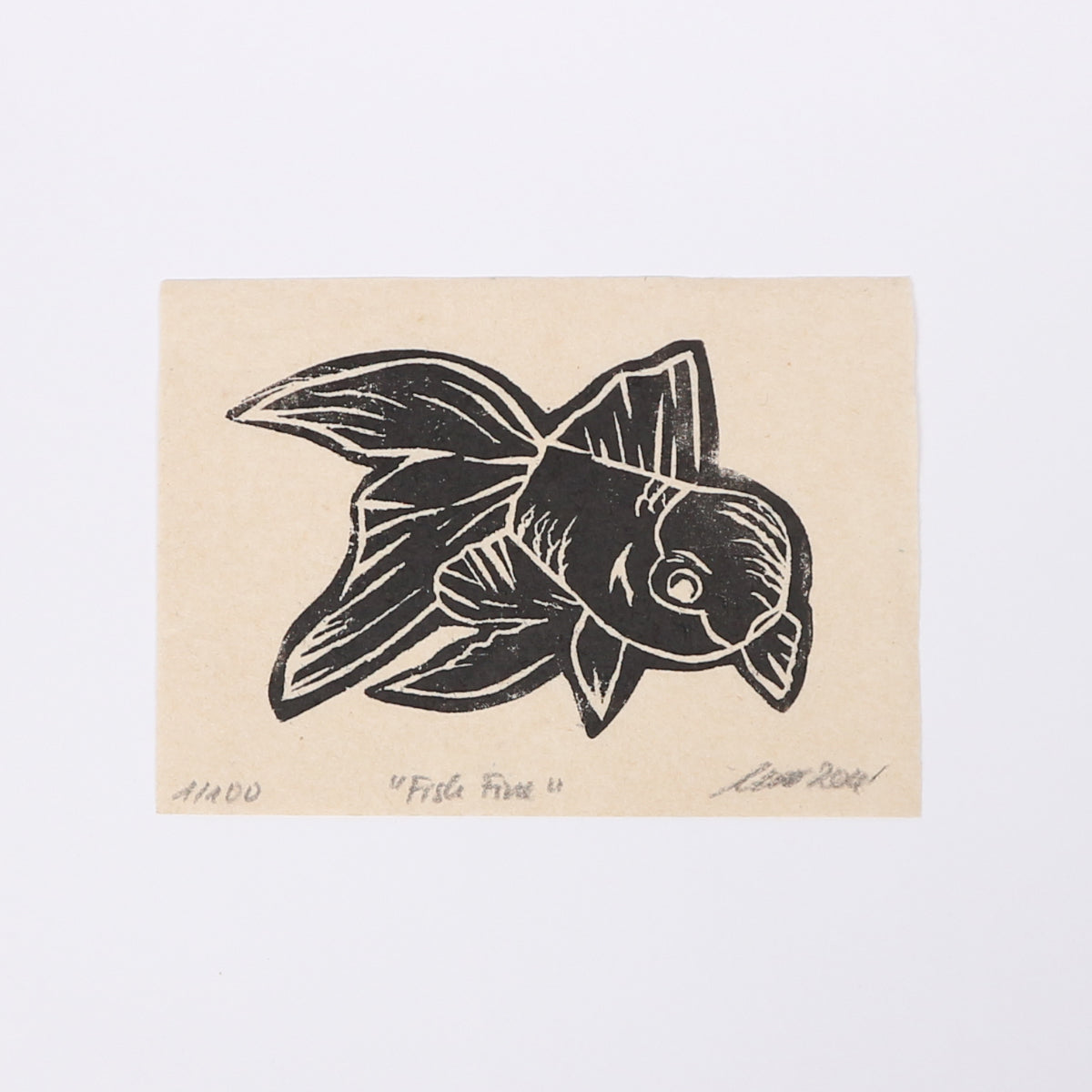 Fish Fine- Linocut Print (Black Edition)