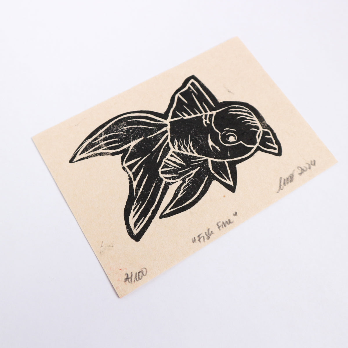 Fish Fine- Linocut Print (Black Edition)