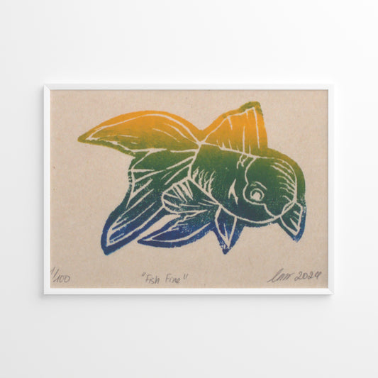 Fish Fine- Linocut Print (Gradient Edition)