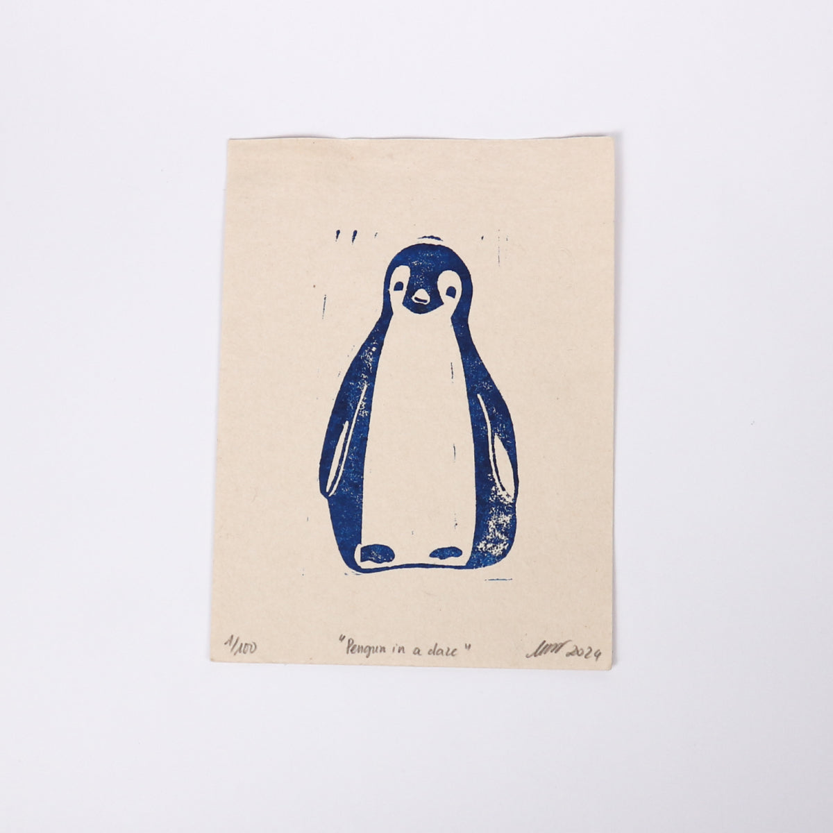 Penguin in a daze- Linocut Print