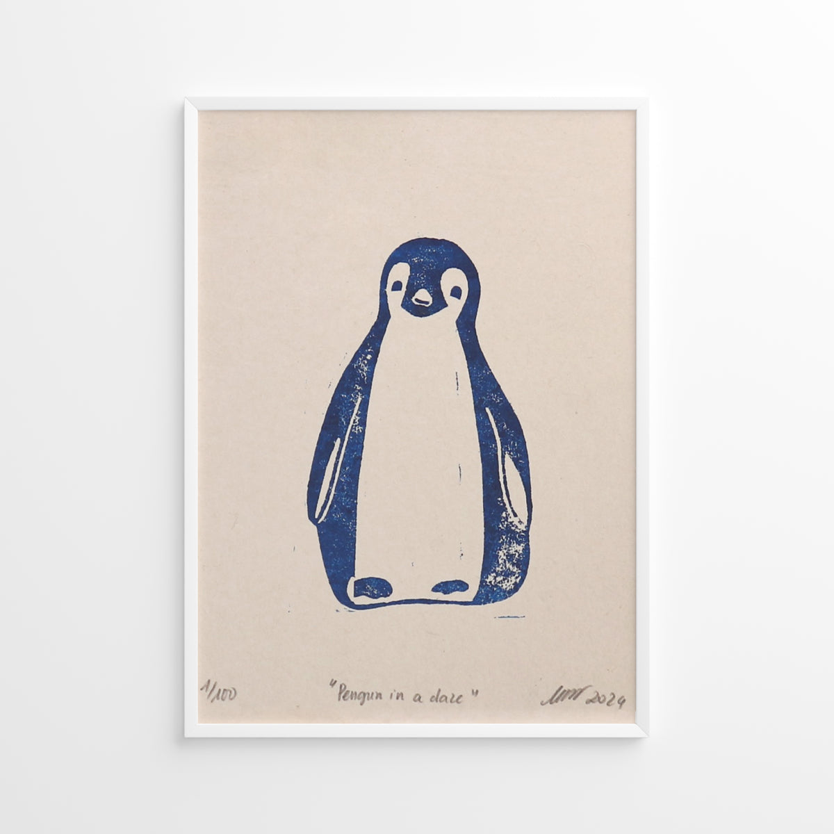 Penguin in a daze- Linocut Print