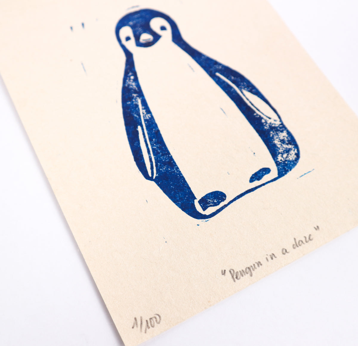 Penguin in a daze- Linocut Print