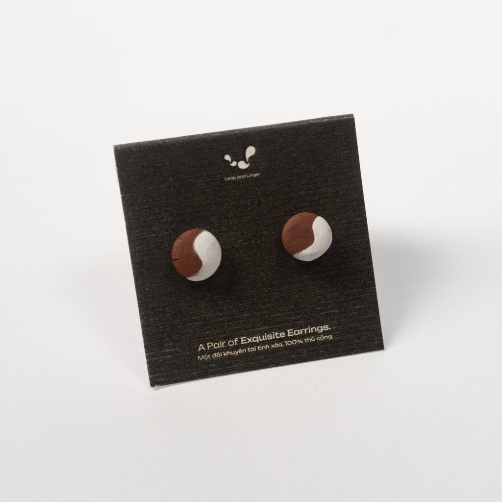 Nguyệt - Red Stoneware Stud Earrings | RUSSET