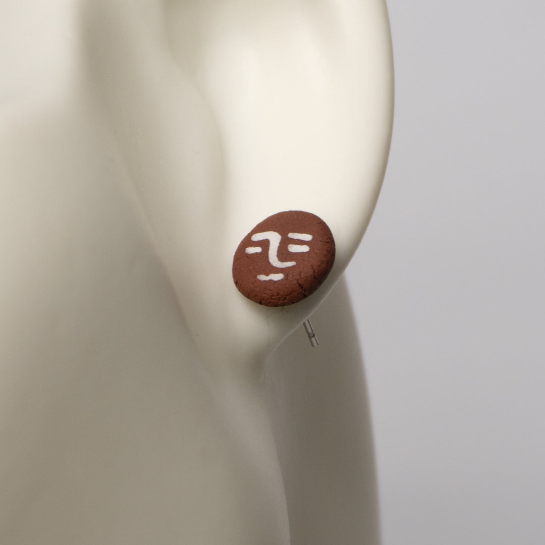 Nhân - Red Stoneware Stud Earrings | RUSSET