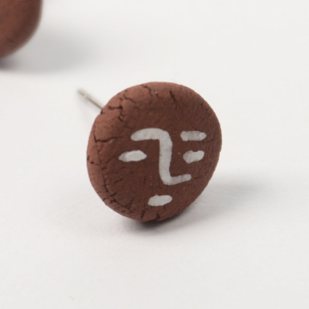 Nhân - Red Stoneware Stud Earrings | RUSSET