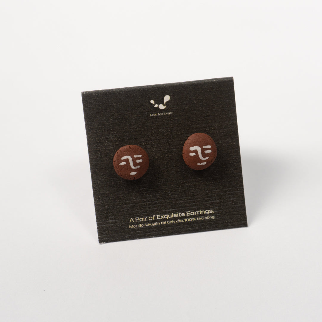 Nhân - Red Stoneware Stud Earrings | RUSSET