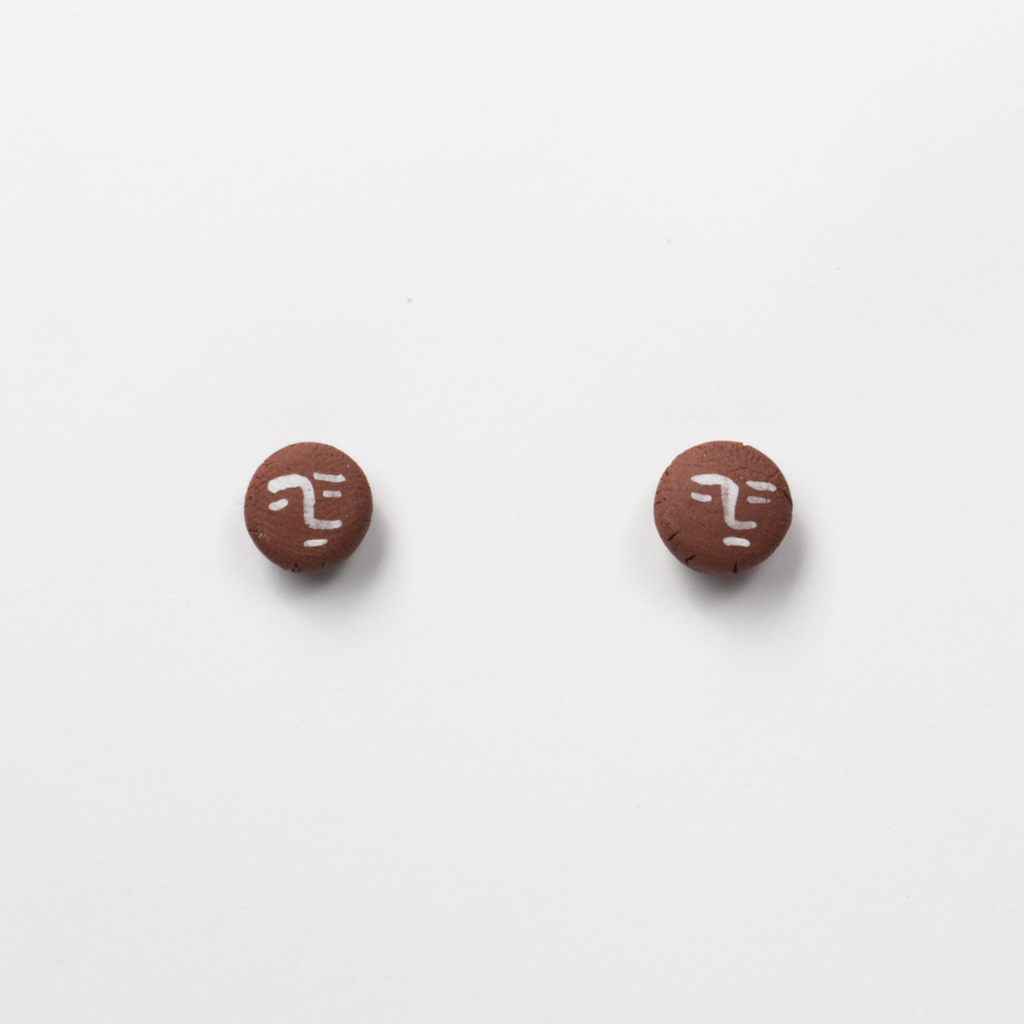 Nhân - Red Stoneware Stud Earrings | RUSSET