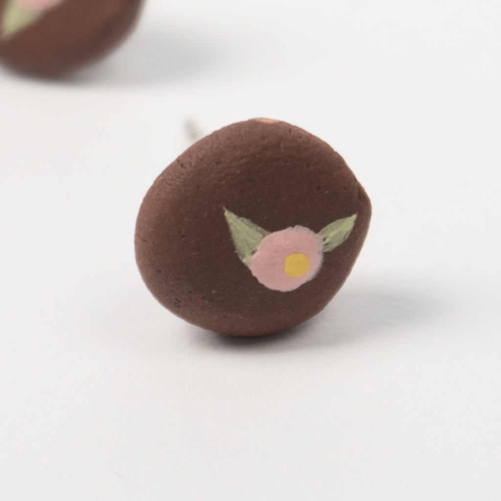 Rose - Red Stoneware Stud Earrings | RUSSET