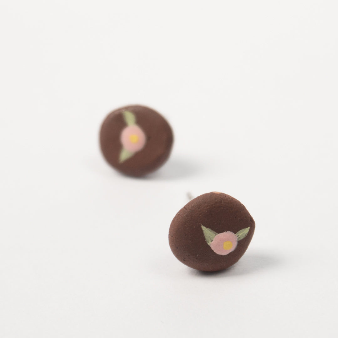 Rose - Red Stoneware Stud Earrings | RUSSET