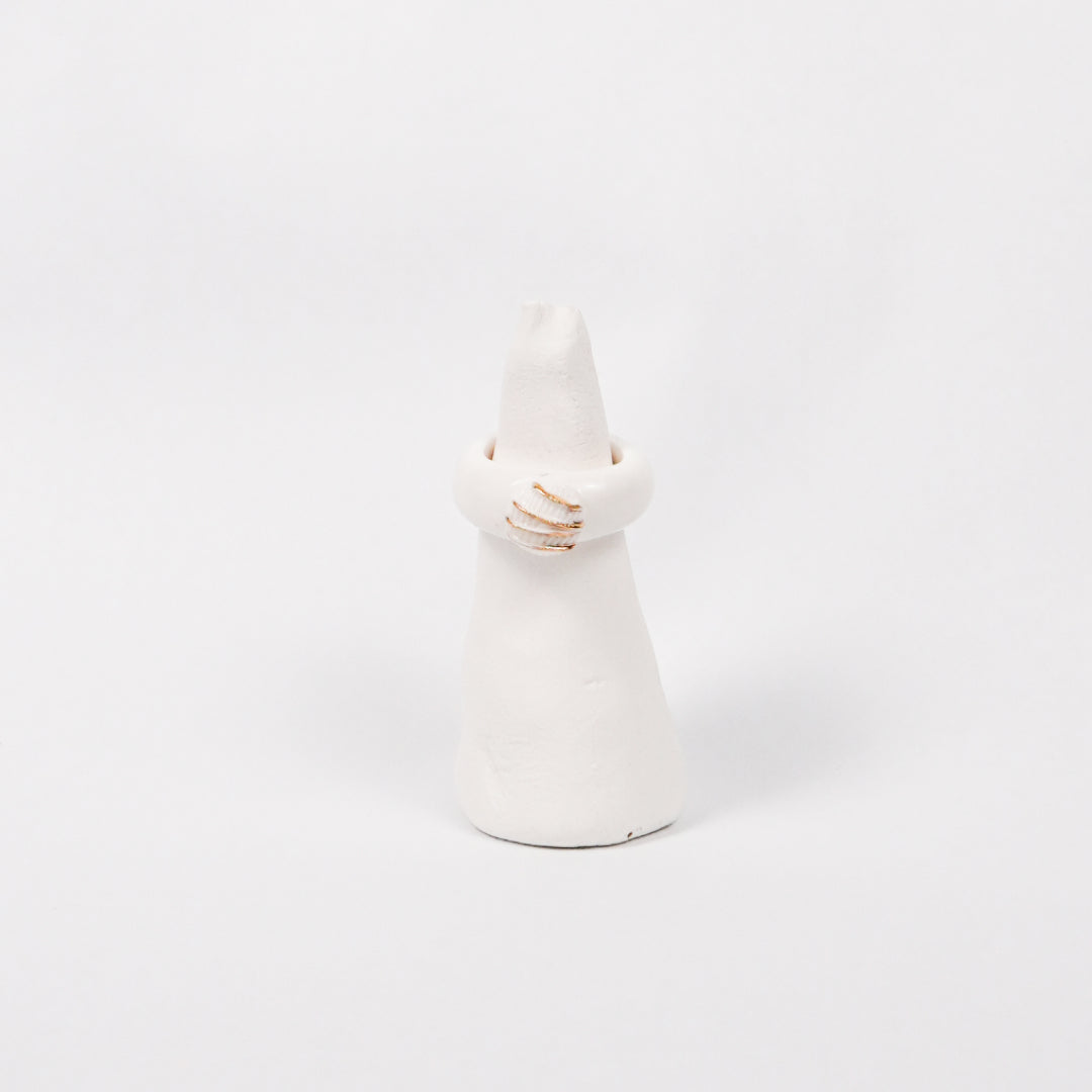 chai-sugar-cookies-drizzle-gold-icing-edition-with-24k-gold-porcelain-ring-Leap-And-Linger-Product-Rings-by-Nomi-Bui-With-Stand-1st-Angle