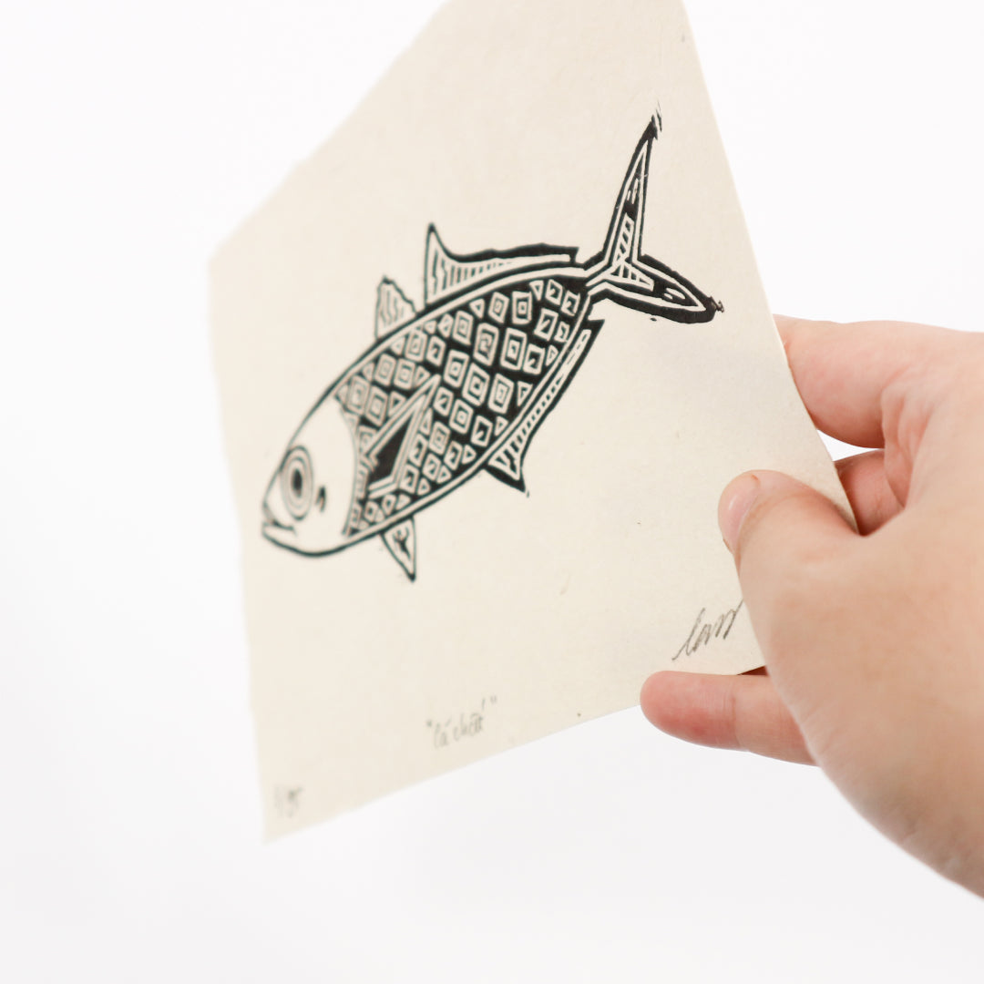 Fish Linocut Cool Fish - Linocut Print – Leap And Linger