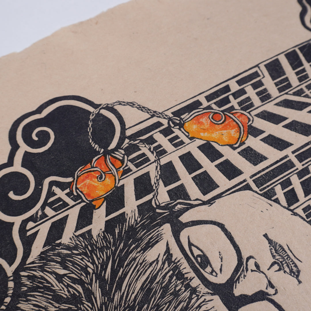 dau-doi-dat-chan-dap-troi-linocut-print-art-picture-product-leap-and-linger-thuan-ngo-trevor-rouge-zoom-in-detail-black-do-paper-3