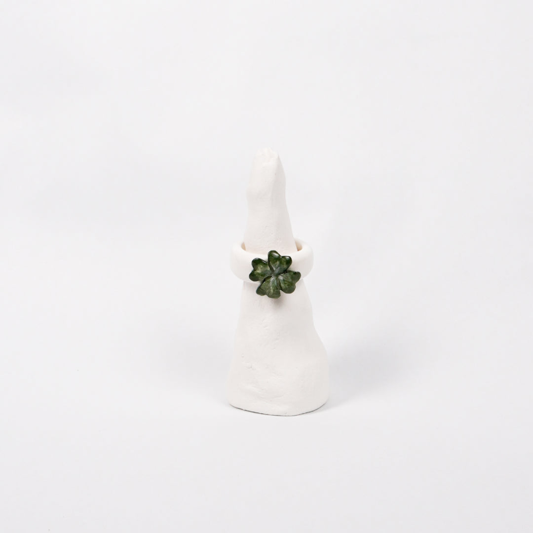 four-leaf-hope-porcelain-ring-Leap-And-Linger-Product-Rings-by-Nomi-Bui-With-Stand-1st-Angle