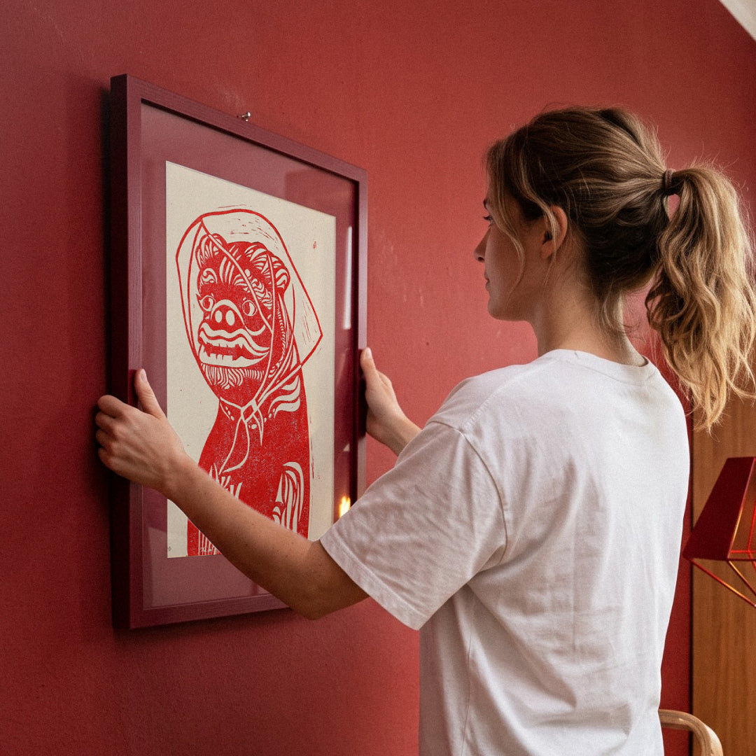 Nghê hehe - Linocut Print