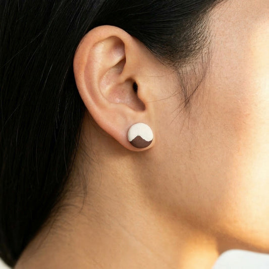 Nguyệt - Red Stoneware Stud Earrings | RUSSET