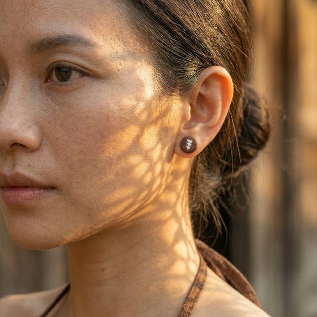 Rice - Red Stoneware Stud Earrings | RUSSET