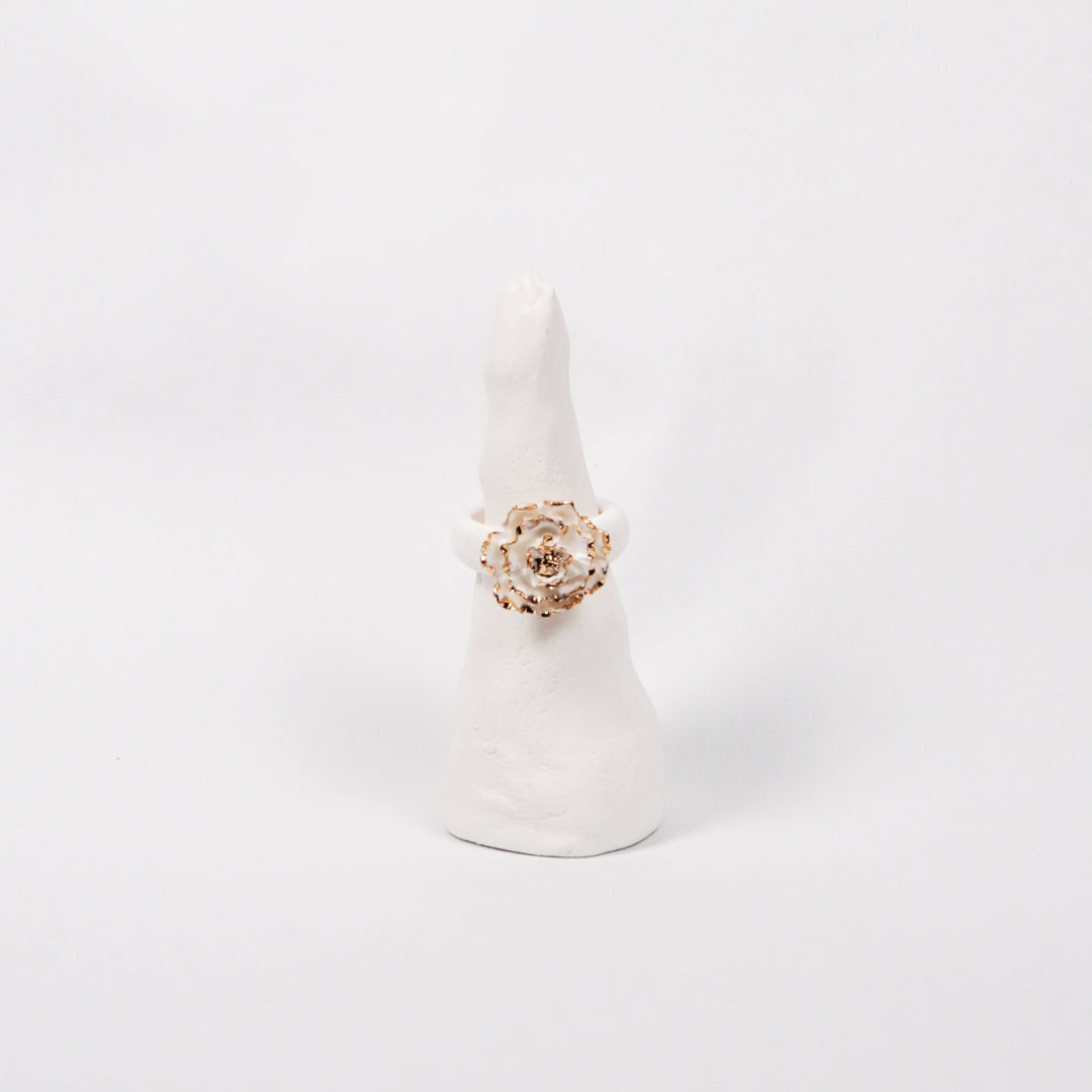 the-endless-flower-garden-mariee-blanche-edition-with-24k-gold-ceramic-ring-Leap-And-Linger-Product-Rings-by-Nomi-Bui-With-Stand-1st-Angle