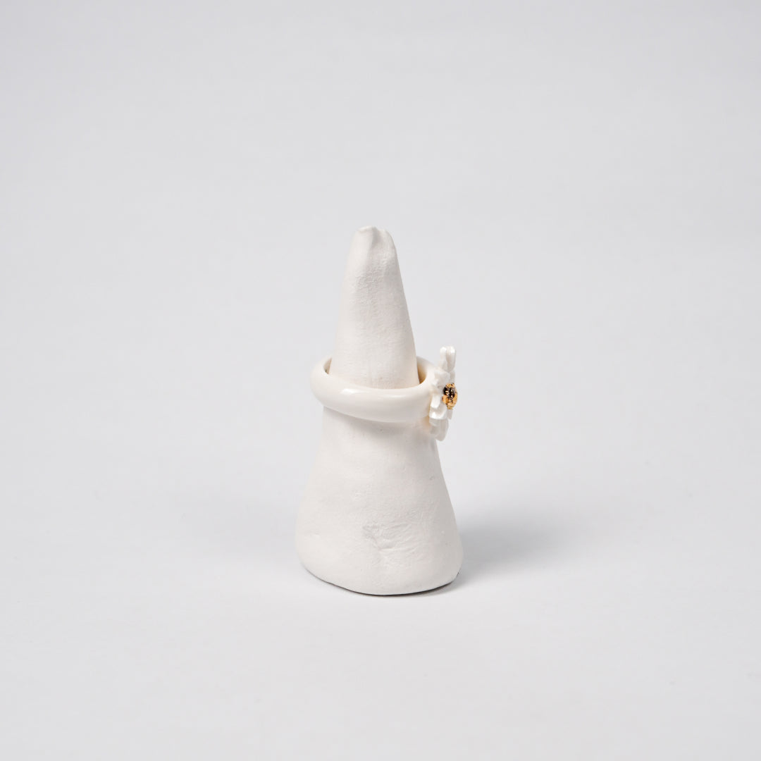 the-endless-flower-garden-shy-daisy-edition-with-24k-gold-porcelain-ring-Leap-And-Linger-Product-Rings-by-Nomi-Bui-With-Stand-2nd-Angle