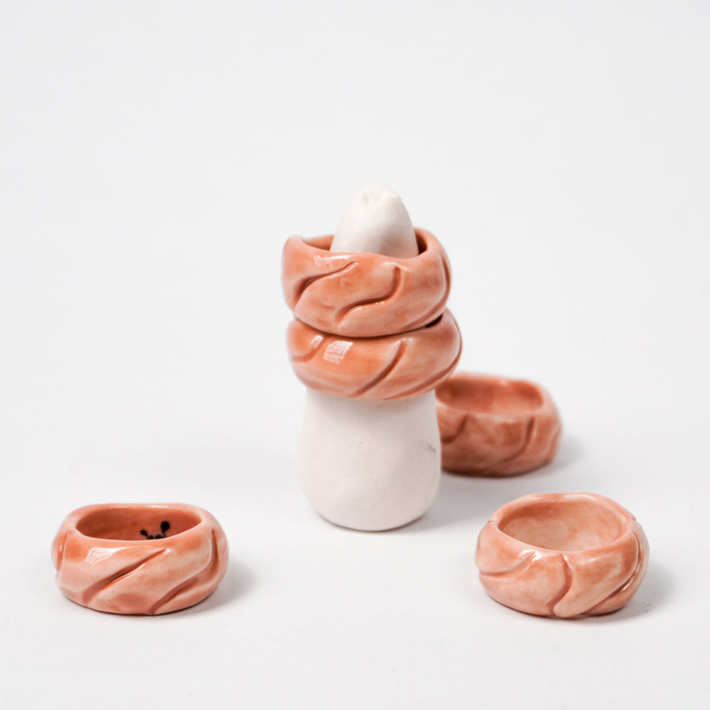 tires-downtown-brown-porcelain-ring-Leap-And-Linger-Product-Rings-by-Nomi-Bui-With-Stand-2nd-Angle
