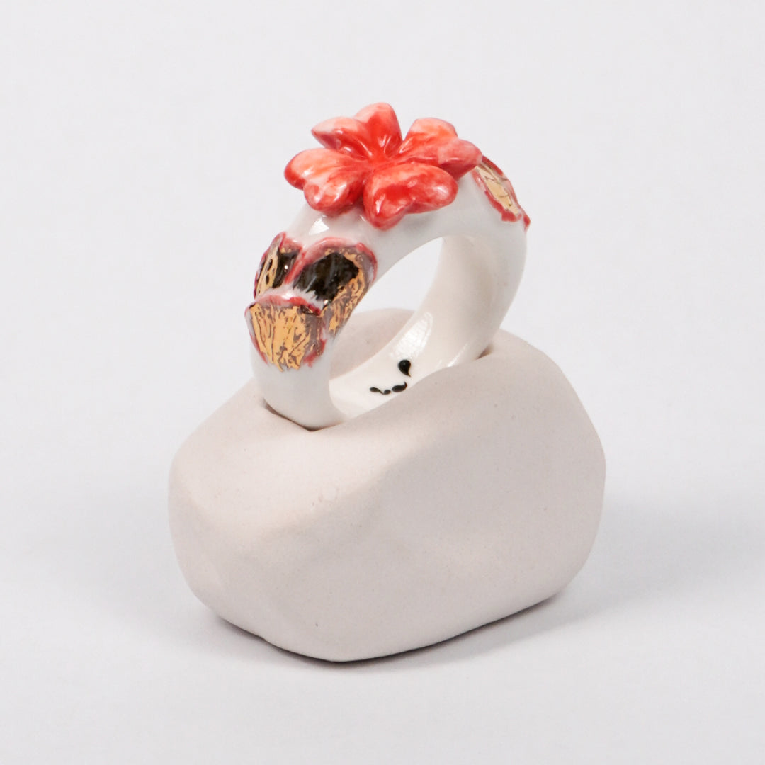 trefle-doux-le-phenix-en-flammes-edition-with-24k-gold-porcelain-ring-Leap-And-Linger-Product-Rings-by-Nomi-Bui-With-Hand-1st-Angle-2
